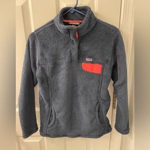 Patagonia girls fleece Polartec quarter zip blue pink